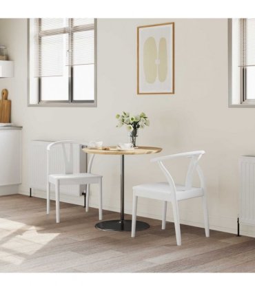 vidaXL Dining Chair 2 pcs White and White Solid Rubber Wood — V0672004509