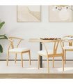 vidaXL Dining Chair 2 pcs Natural and Light Solid Rubber Wood — Colour: Natural and white — V0672004510