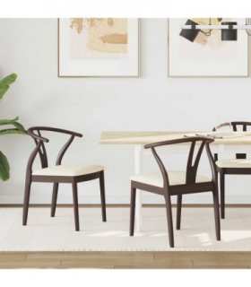 vidaXL Dining Chair 2 pcs Light Brown and Light Solid Rubber Wood — V0672004511