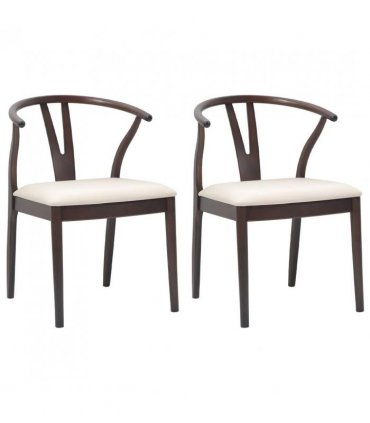 vidaXL Dining Chair 2 pcs Light Brown and Light Solid Rubber Wood — V0672004511