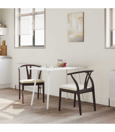vidaXL Dining Chair 2 pcs Light Brown and Light Solid Rubber Wood — V0672004511