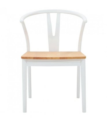 vidaXL Dining Chair 2 pcs White and Natural Solid Rubber Wood — V0672004512