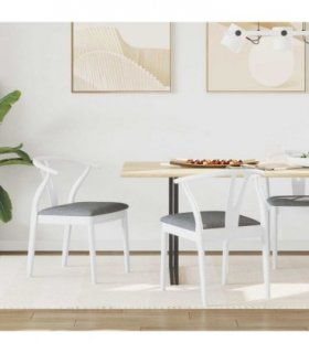 vidaXL Dining Chair 2 pcs White and Grey Solid Rubber Wood — V0672004514