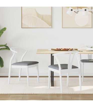 vidaXL Dining Chair 2 pcs White and Grey Solid Rubber Wood — V0672004514