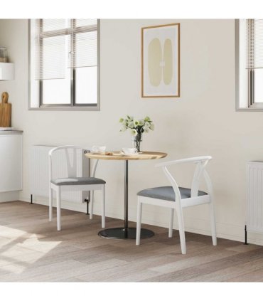 vidaXL Dining Chair 2 pcs White and Grey Solid Rubber Wood — V0672004514