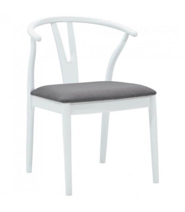vidaXL Dining Chair 2 pcs White and Grey Solid Rubber Wood — V0672004514