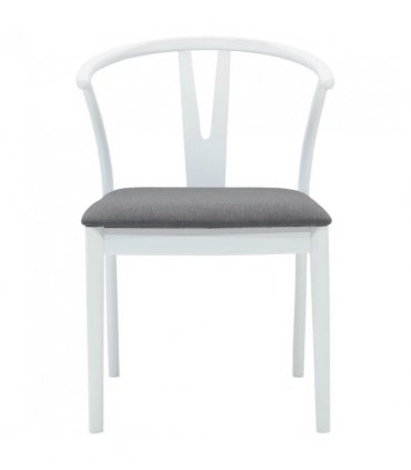 vidaXL Dining Chair 2 pcs White and Grey Solid Rubber Wood — V0672004514