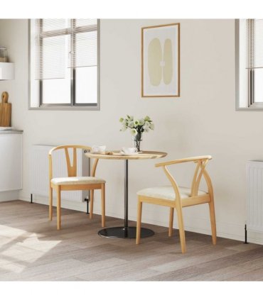 vidaXL Dining Chair 2 pcs Natural and Light Solid Rubber Wood — V0672004515