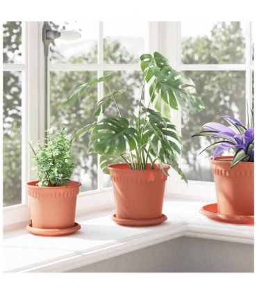 vidaXL Plant Pots 24 pcs Brick Red Ø 17 x 14 cm Plastic — Size: Ø 19 x 16 cm