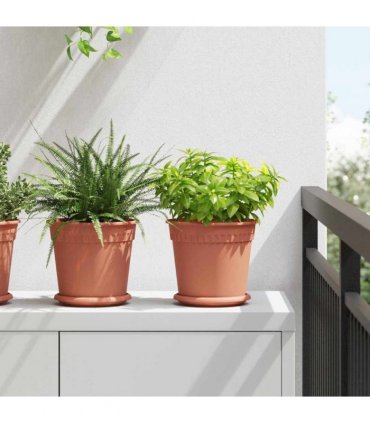 vidaXL Plant Pots 6 pcs Brick Red Ø 19 x 16 cm Plastic — Size: Ø 19 x 16.5 cm