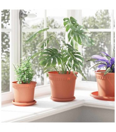 vidaXL Plant Pots 6 pcs Brick Red Ø 19 x 16 cm Plastic — Size: Ø 19 x 16.5 cm