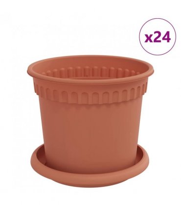 vidaXL Plant Pots 24 pcs Brick Red Ø 15 x 12 cm Plastic