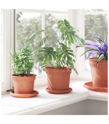 vidaXL Plant Pots 24 pcs Brick Red Ø 15 x 12 cm Plastic