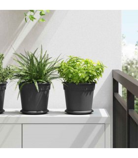 vidaXL Plant Pots 24 pcs Black Ø 19 x 16 cm Plastic — Size: Ø 19 x 16.5 cm