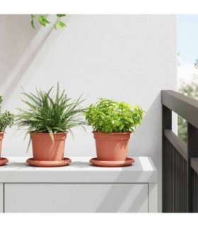 vidaXL Plant Pots 24 pcs Brick Red Ø 12.5 x 10 cm Plastic
