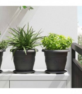 vidaXL Plant Pots 24 pcs Black Ø 22 x 18 cm Plastic