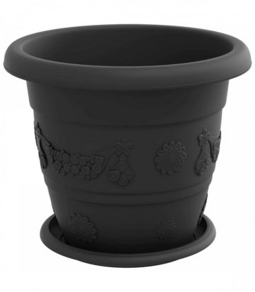 vidaXL Plant Pots 6 pcs Black Ø 26 x 21.5 cm Plastic