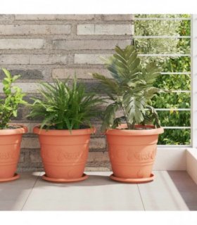 vidaXL Plant Pots 24 pcs Brick Red Ø 26 x 21.5 cm Plastic