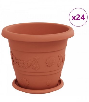 vidaXL Plant Pots 24 pcs Brick Red Ø 26 x 21.5 cm Plastic