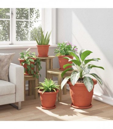 vidaXL Plant Pots 6 pcs Brick Red Ø 26 x 21.5 cm Plastic
