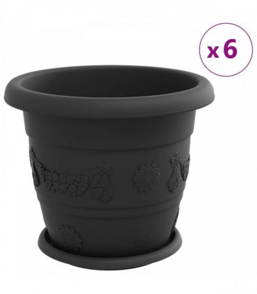 vidaXL Plant Pots 24 pcs Black Ø 30 x 25 cm Plastic