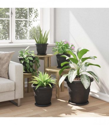 vidaXL Plant Pots 24 pcs Black Ø 30 x 25 cm Plastic