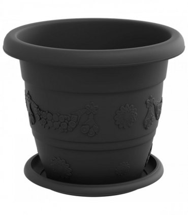 vidaXL Plant Pots 6 pcs Black Ø 22 x 18 cm Plastic