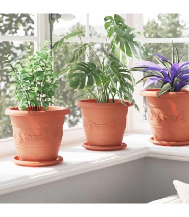 vidaXL Plant Pots 6 pcs Brick Red Ø 22 x 18 cm Plastic
