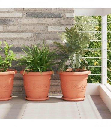 vidaXL Plant Pots 24 pcs Brick Red Ø 30 x 25 cm Plastic