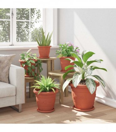 vidaXL Plant Pots 24 pcs Brick Red Ø 30 x 25 cm Plastic