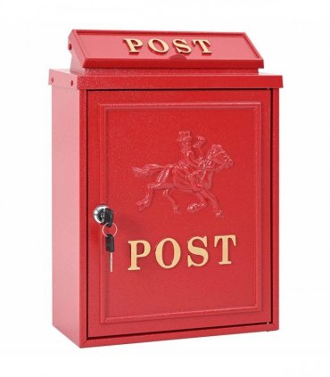 vidaXL Wall Mounted Mailbox Red 29 x 13 x 41 cm Cast Aluminum