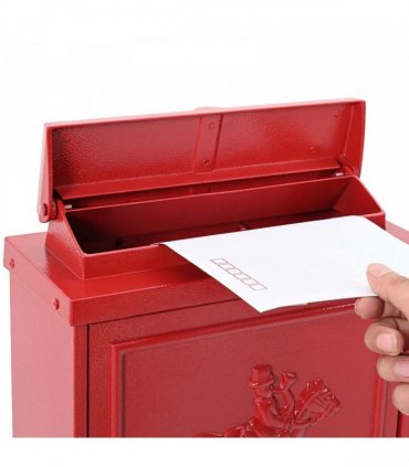 vidaXL Wall Mounted Mailbox Red 29 x 13 x 41 cm Cast Aluminum