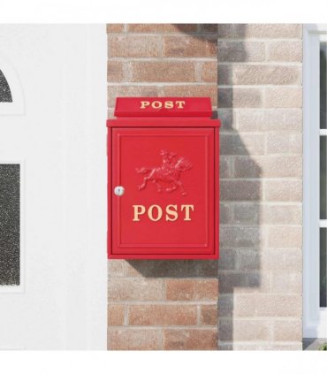 vidaXL Wall Mounted Mailbox Red 29 x 13 x 41 cm Cast Aluminum
