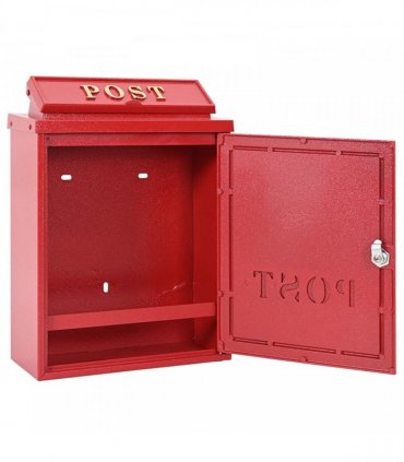 vidaXL Wall Mounted Mailbox Red 29 x 13 x 41 cm Cast Aluminum