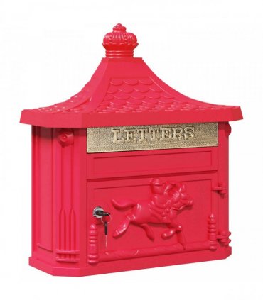 vidaXL Wall Mounted Mailbox Red 40.5 x 16 x 45 cm Cast Aluminum