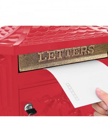 vidaXL Wall Mounted Mailbox Red 40.5 x 16 x 45 cm Cast Aluminum