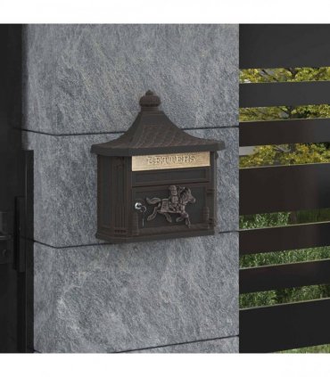 vidaXL Wall Mounted Mailbox Bronze 40.5 x 16 x 45 cm Cast Aluminum