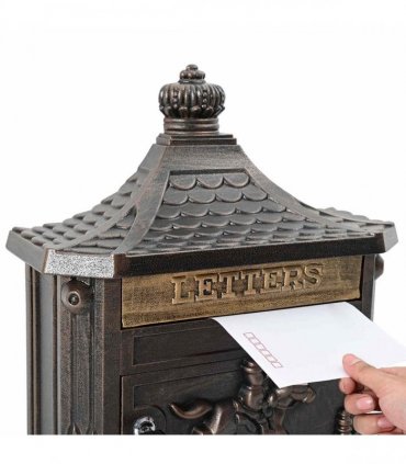 vidaXL Wall Mounted Mailbox Bronze 40.5 x 16 x 45 cm Cast Aluminum