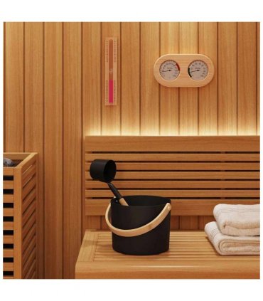 vidaXL Sauna Accessory Set 4 pcs Black Aluminium and Solid Pine Wood — Model: 4-piece sauna set