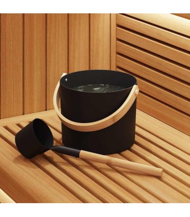 vidaXL Sauna Accessory Set 2 pcs Black Aluminium and Solid Pine Wood — Model: 2-piece sauna set