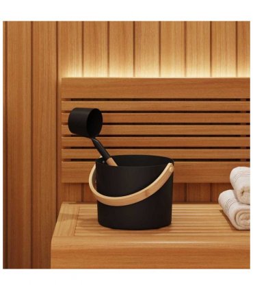 vidaXL Sauna Accessory Set 2 pcs Black Aluminium and Solid Pine Wood — Model: 2-piece sauna set