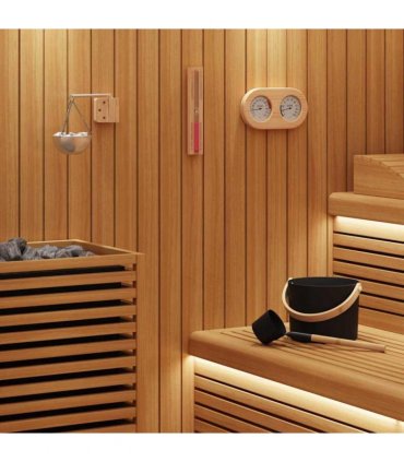 vidaXL Sauna Accessory Set 5 pcs Black Aluminium and Solid Pine Wood — Model: 5-piece sauna set