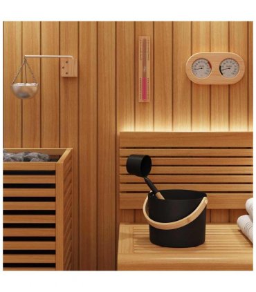 vidaXL Sauna Accessory Set 5 pcs Black Aluminium and Solid Pine Wood — Model: 5-piece sauna set