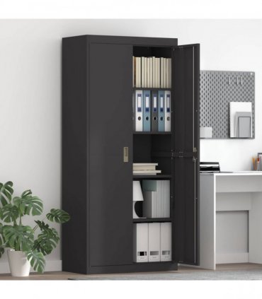 vidaXL Storage Cabinet Black 80 x 40 x180 cm Steel — Size: 80 x 40 x 180 cm