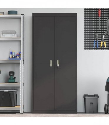 vidaXL Storage Cabinet Black 80 x 40 x180 cm Steel — Size: 80 x 40 x 180 cm
