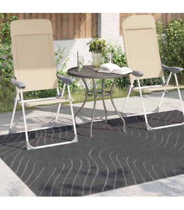 vidaXL Area Rugs Rectangular PALMERAS Anthracite 200 x 140 cm — Size: 140 x 200 cm, Model: Waveform
