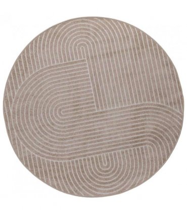 vidaXL Area Rugs Round PALMERAS Beige Ø 160 CM Polyester — Model: Zen sand