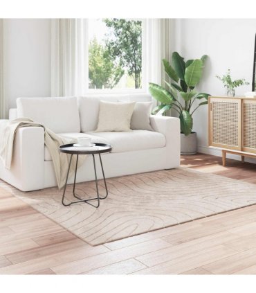 vidaXL Area Rugs Square PALMERAS Beige 200 x 200 cm Polyester — Model: Waveform