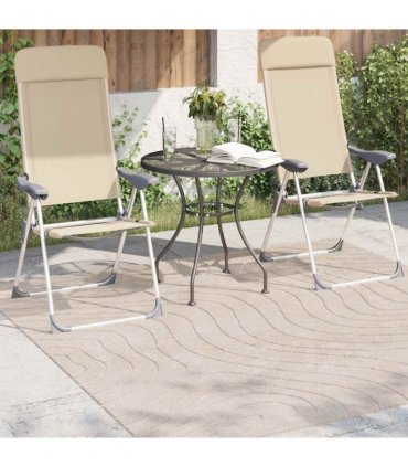 vidaXL Area Rugs Square PALMERAS Beige 200 x 200 cm Polyester — Model: Waveform