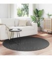 vidaXL Area Rugs Round PALMERAS Anthracite Ø 160 CM Polyester — Model: Waveform